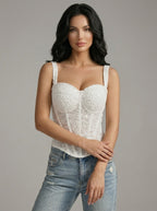 Zephrina Anouk sequin corset bra in white