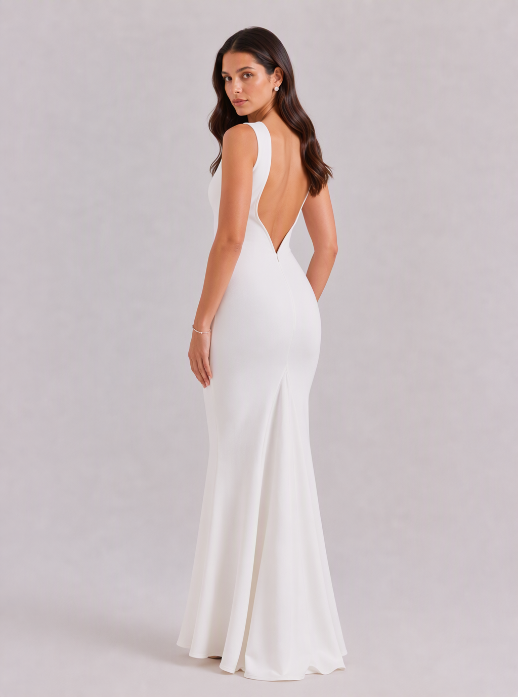 Zephrina Carmelina low-back satin maxi dress in white