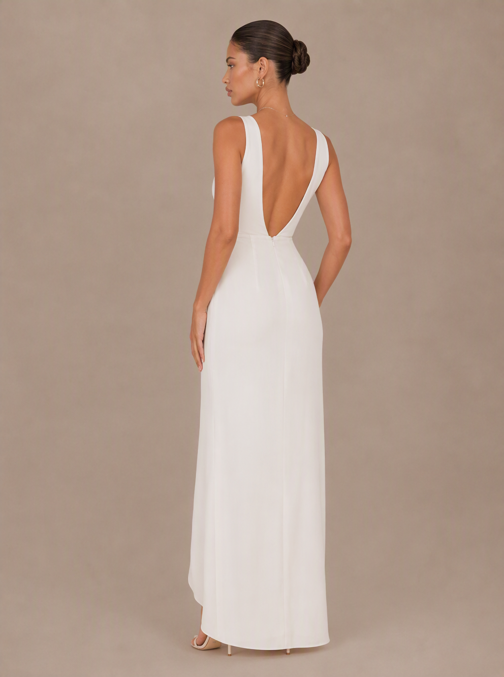 Zephrina Zorelia sleeveless slit maxi dress in white
