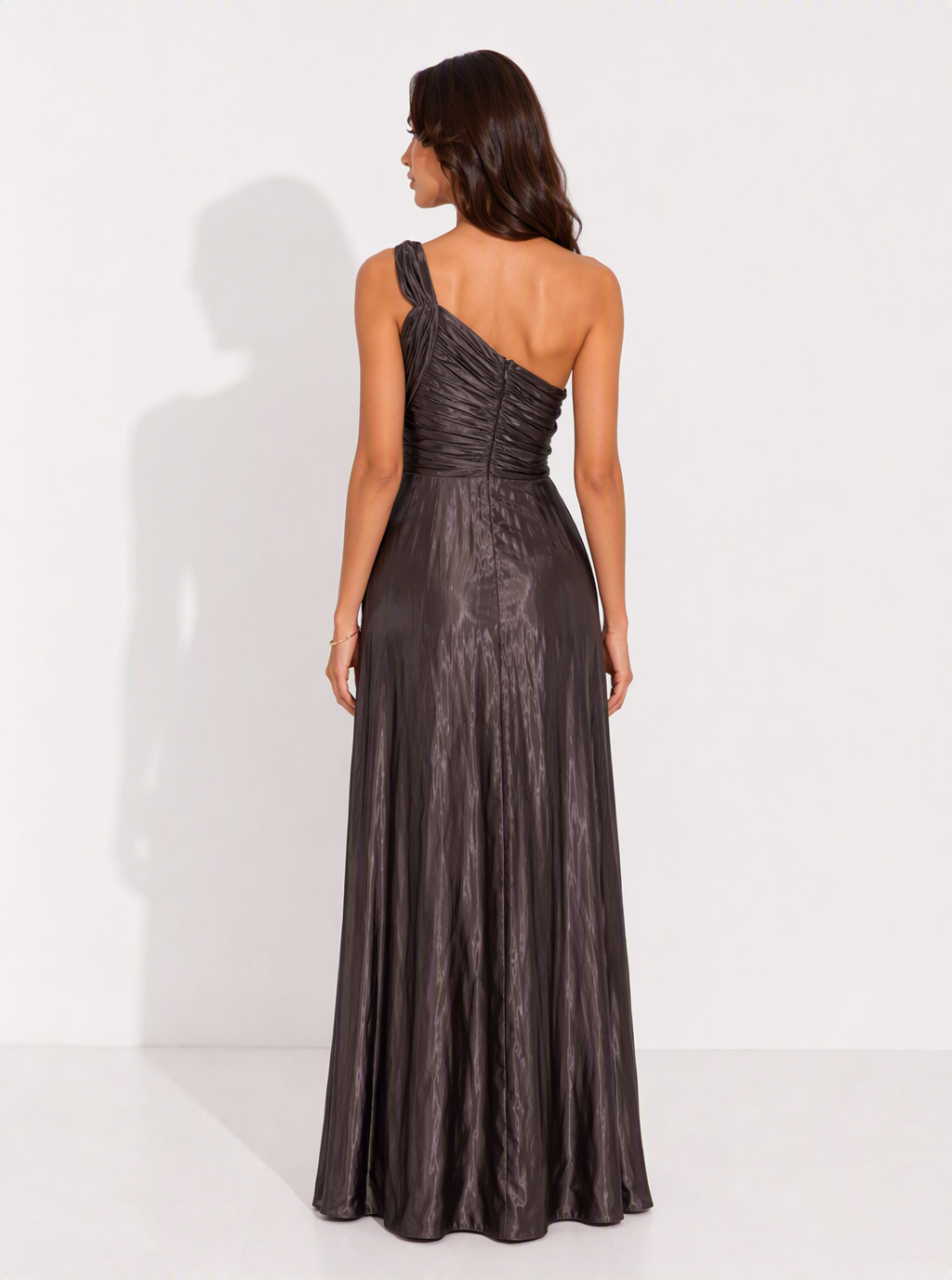 Zephrina Corinne one-shoulder ruched maxi dress