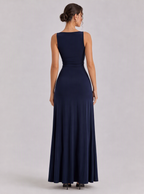 Zephrina Seraphina ruched v-neck maxi dress in navy
