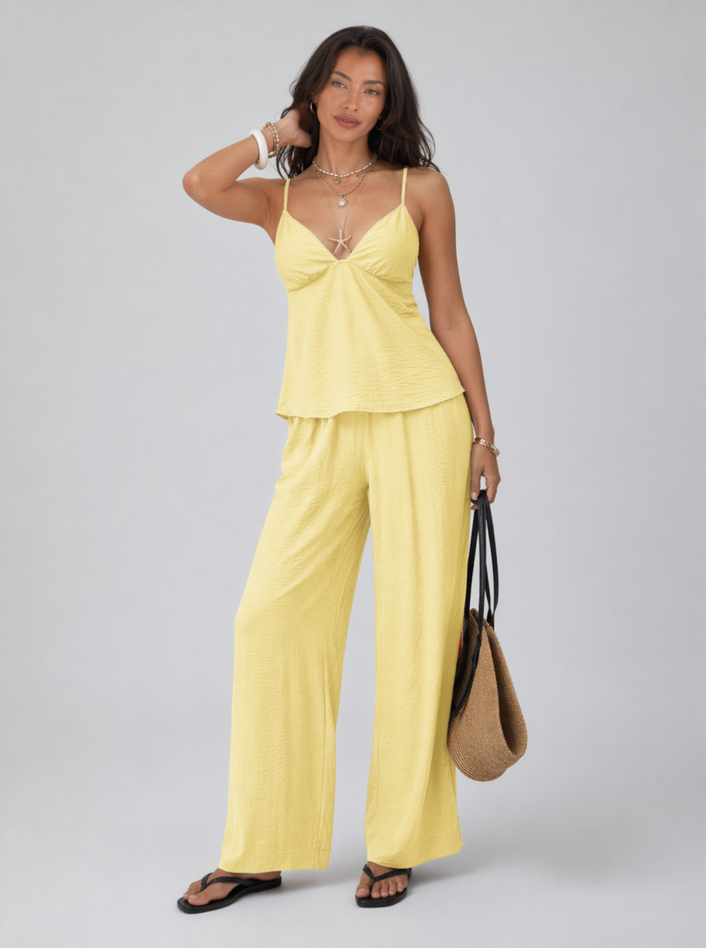 Esther Crinkle Wide-Leg Pant Set