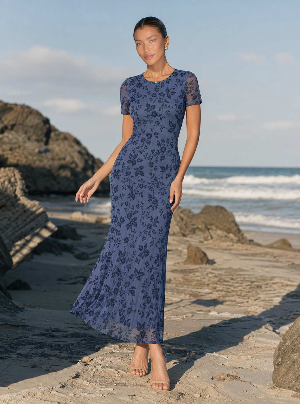 Lauren Floral Mesh Midi Dress