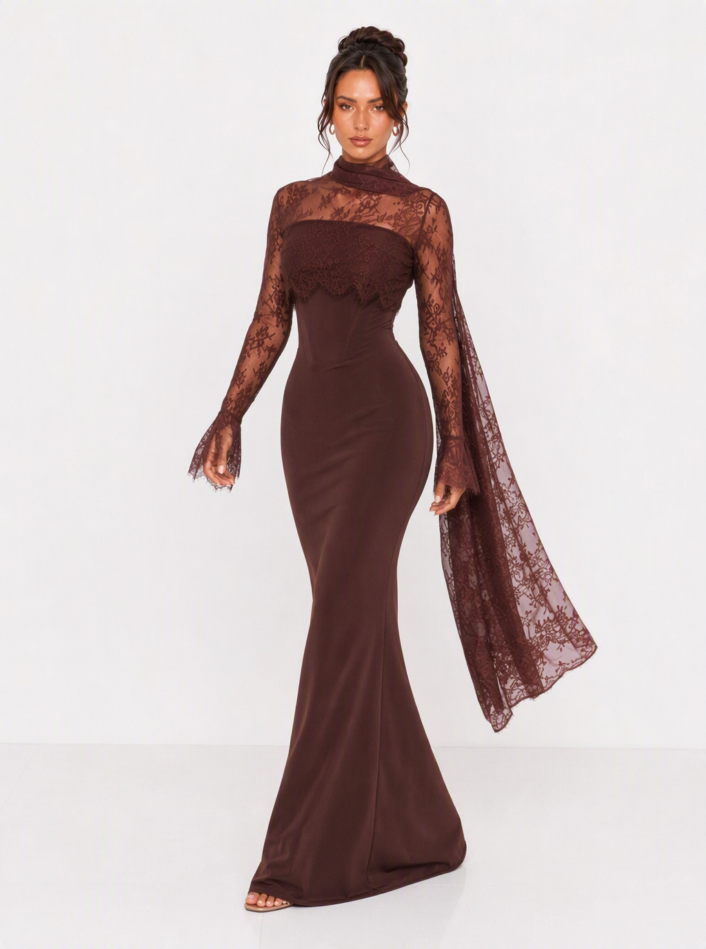 Zephrina Isadora lace drape maxi dress
