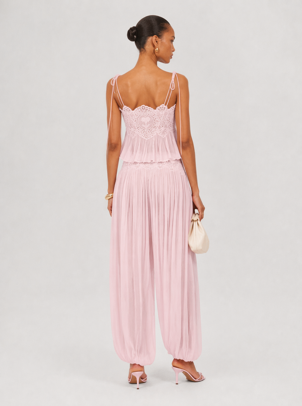 Zephrina lace-trim resort set in pink
