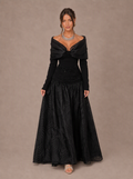 Zephrina Liesel off-shoulder textured maxi dress in black