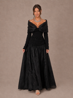 Zephrina Liesel off-shoulder textured maxi dress in black