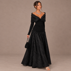 Zephrina Liesel off-shoulder textured maxi dress in black
