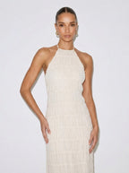 Zephrina Iris Halter Tiered Midi Dress