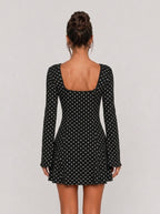 Zephrina Brielle lace-trim polka dot mini dress in black