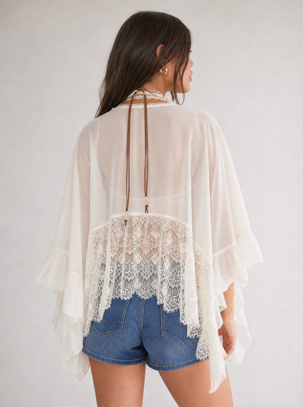 Zephrina Marielle lace chiffon top in white