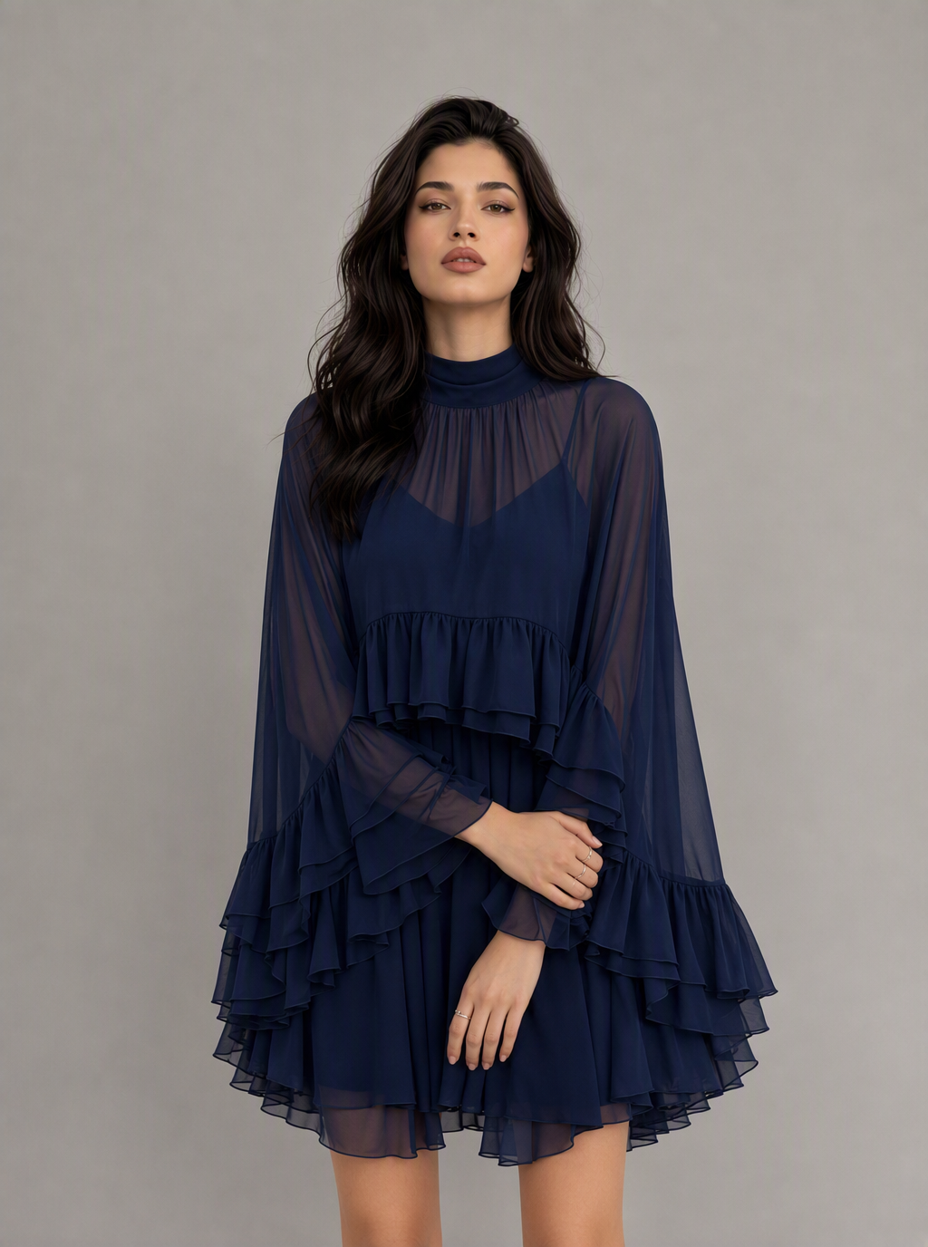 Cressida Ruffle Chiffon Mini Dress