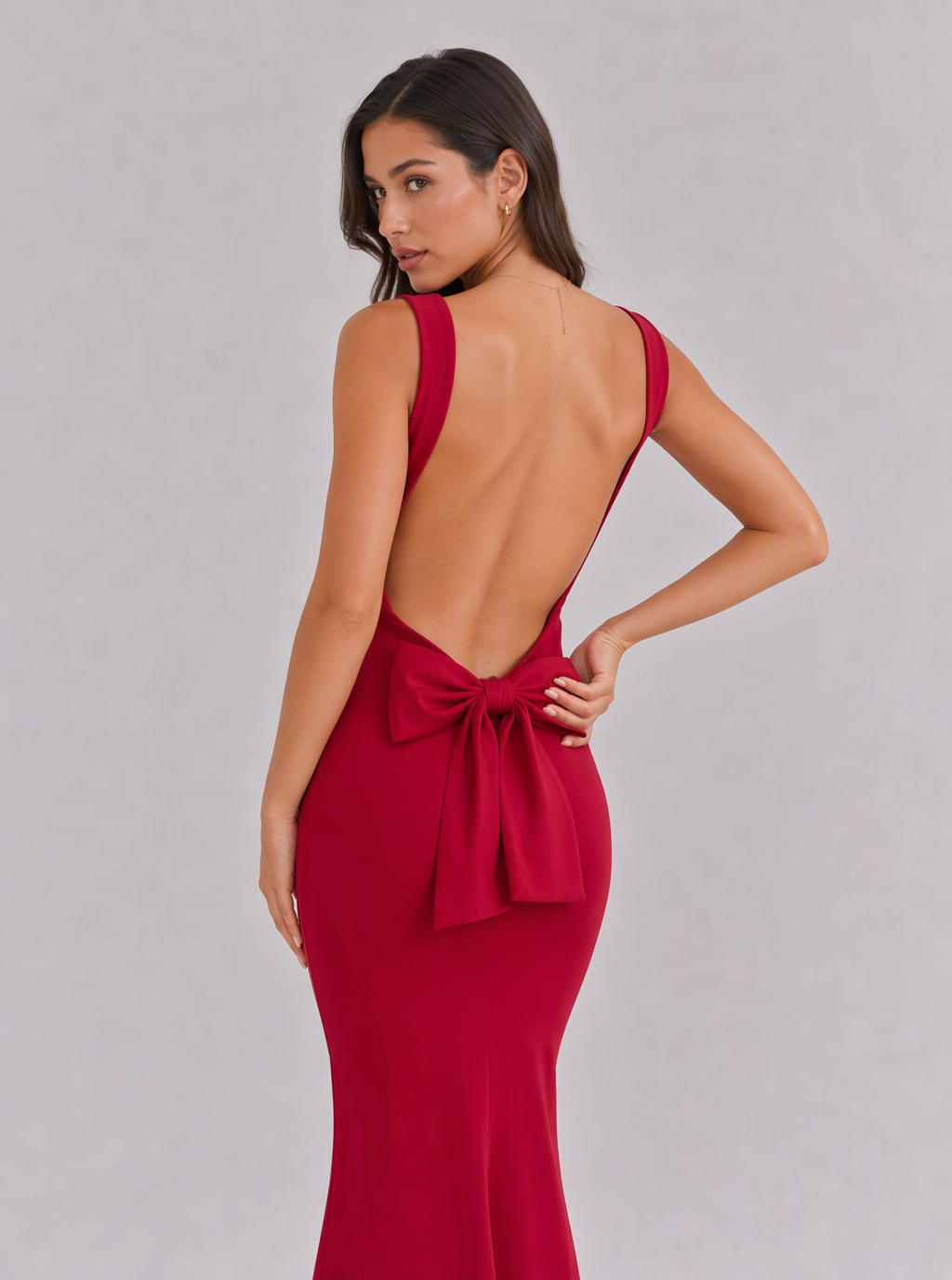 Zephrina Abrielle bow-back maxi dress in red