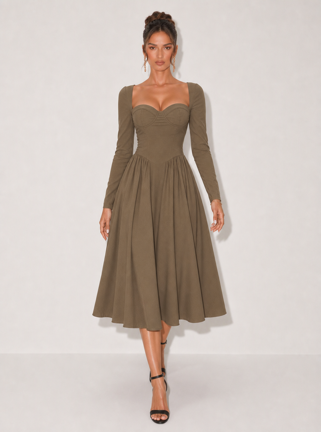 Zephrina Celestine sweetheart knit midi dress in red
