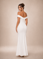 Zephrina Amalisse off-shoulder knit maxi dress in white