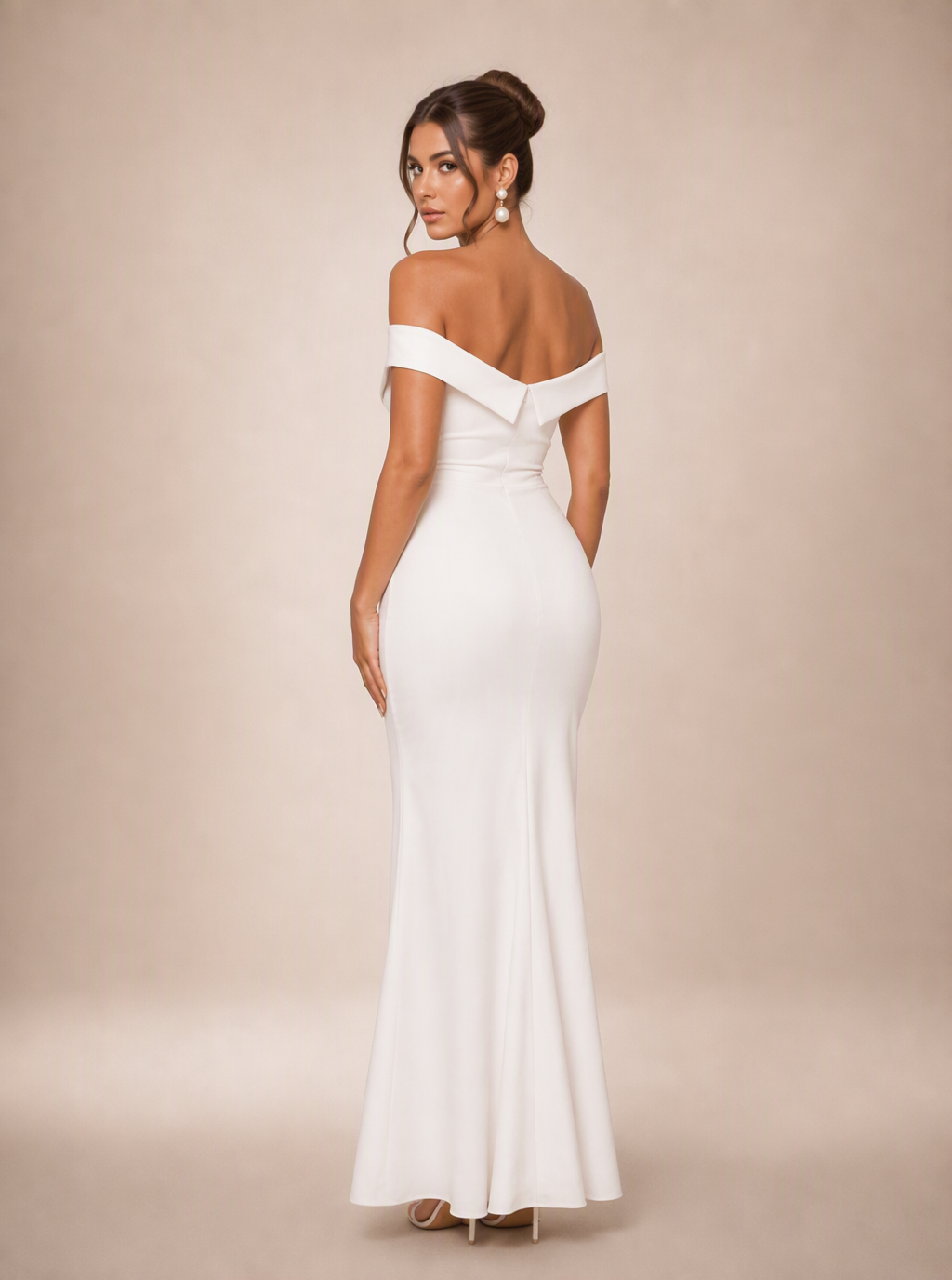 Zephrina Amalisse off-shoulder knit maxi dress in white