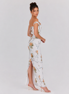 Zephrina Eglantine off-shoulder floral maxi dress in white floral print