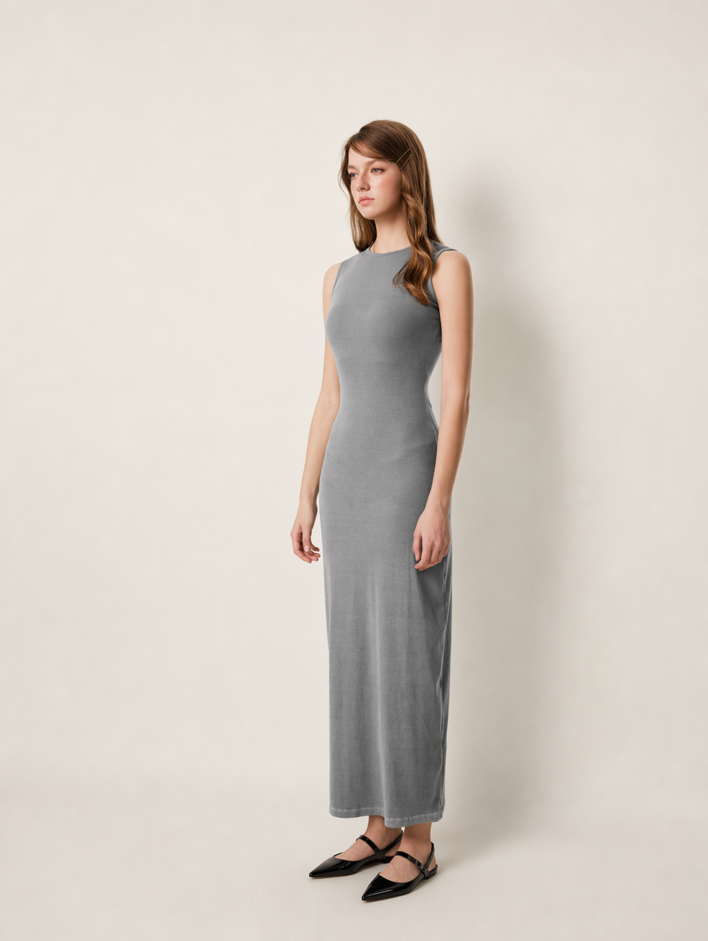 Sleeveless Ribbed Knit Maxi Dress