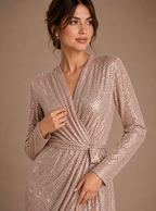 Zephrina Elowen metallic wrap maxi dress in pink