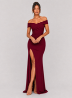 Zephrina Melisande off-shoulder slit maxi dress in red