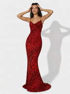 Zephrina leopard cowl-neck maxi dress with slim straps