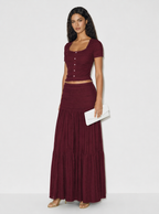 Zephrina Isadora textured knit skirt set in burgundy