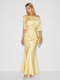 Zephrina Celandine draped satin set