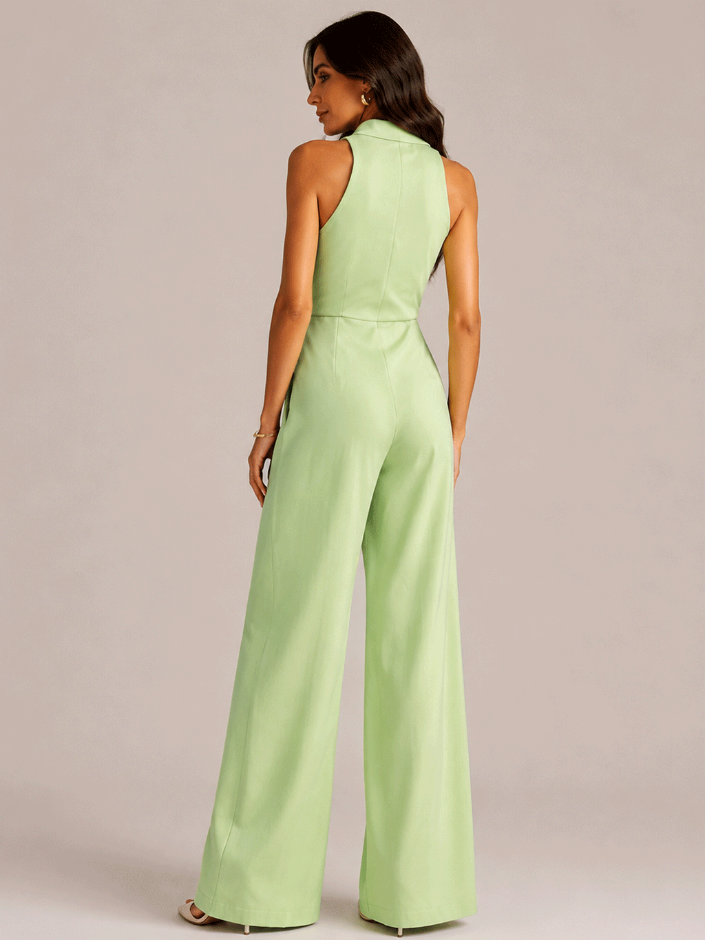 Sleeveless Tie-waist Wide-leg Jumpsuit