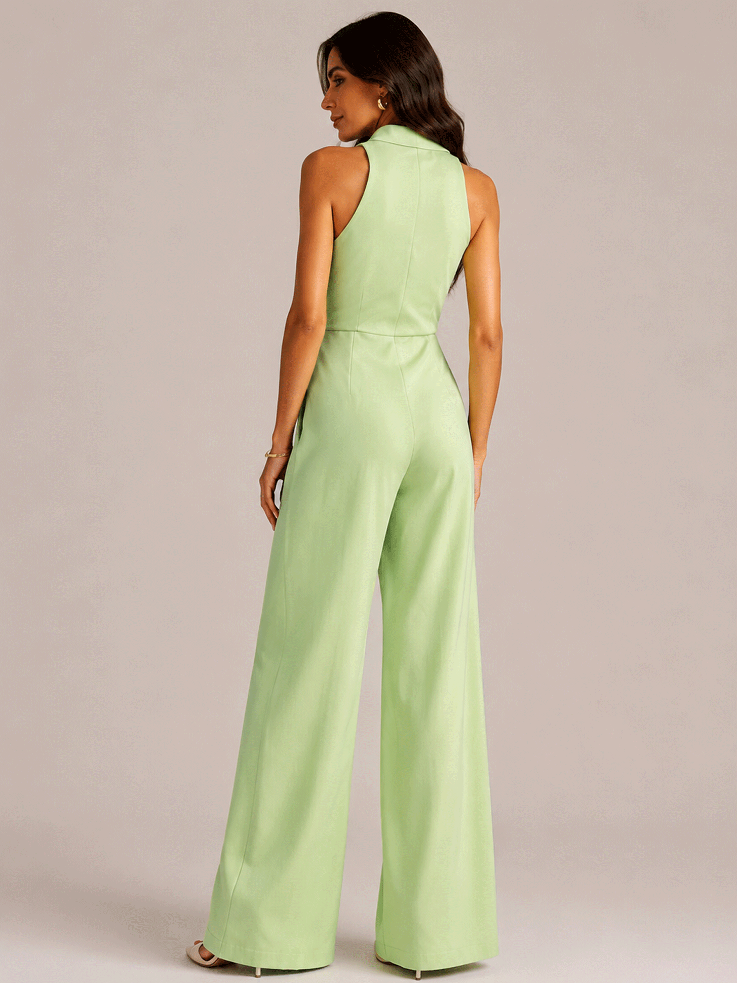 Sleeveless Tie-waist Wide-leg Jumpsuit