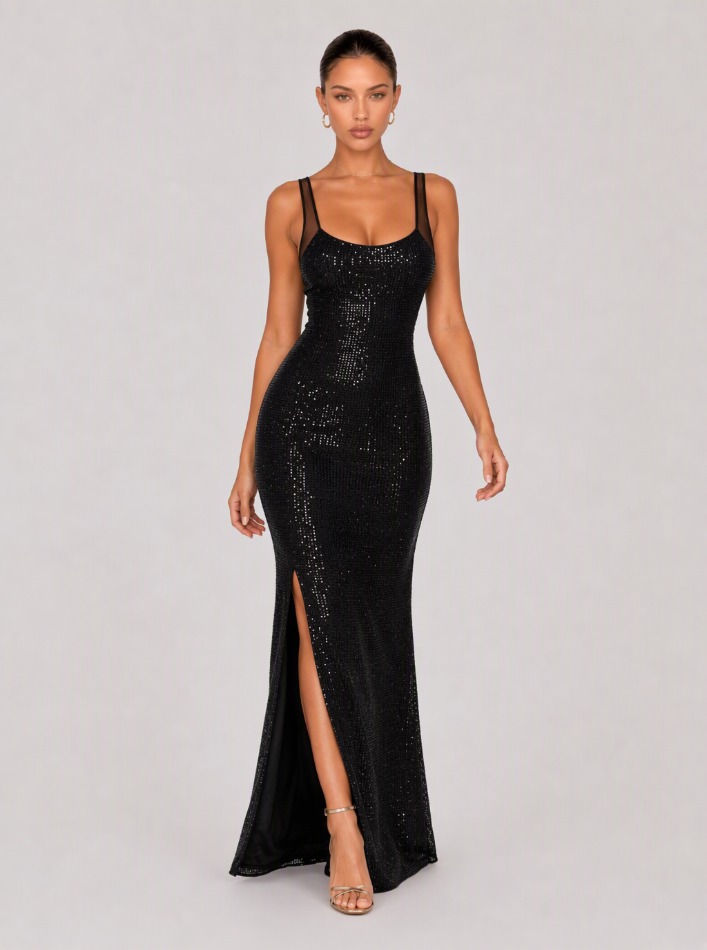 Zephrina Marcelline open-back shimmer maxi dress in red
