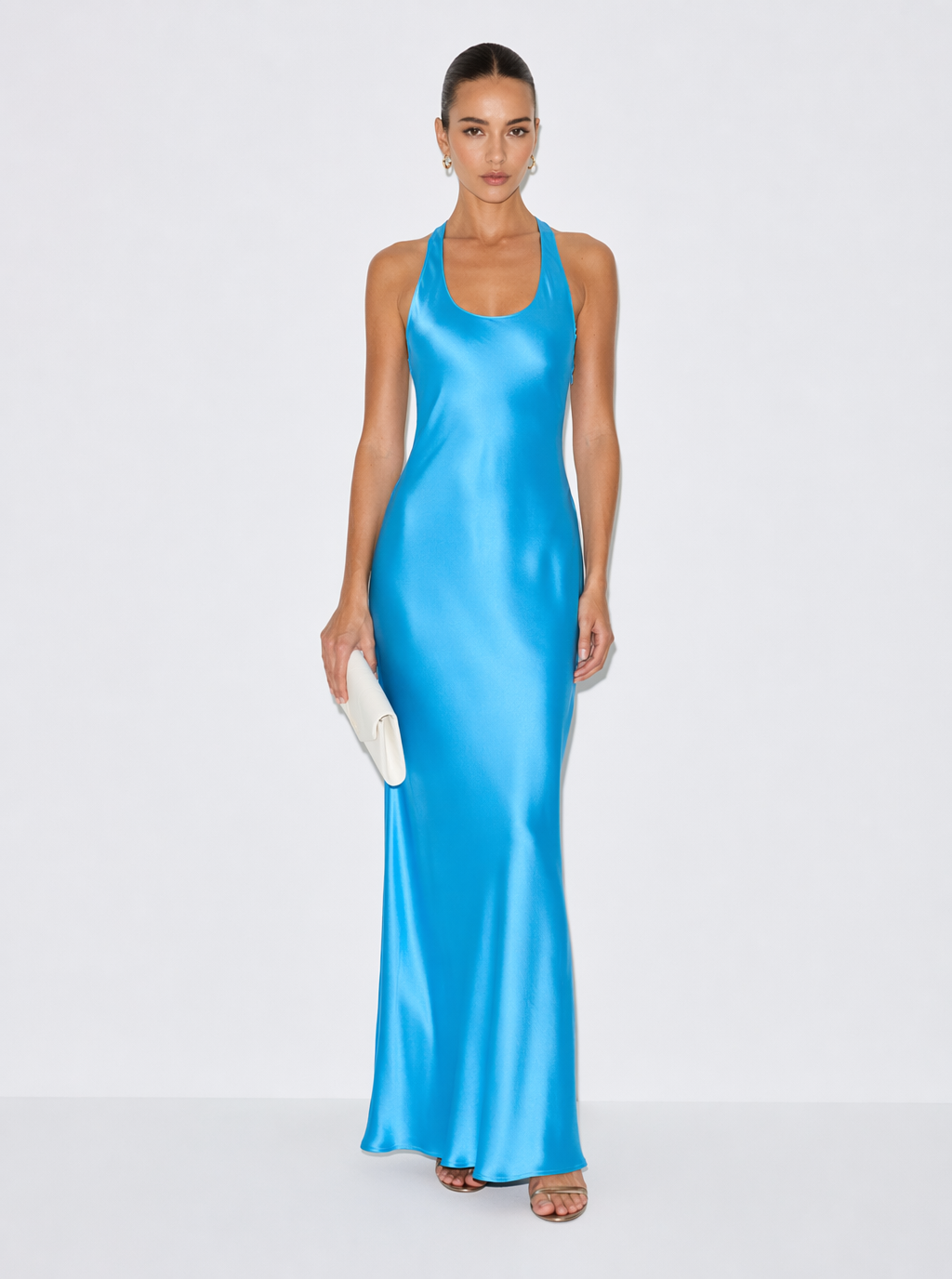 Zephrina Winslet satin-look scoop maxi dress in blue