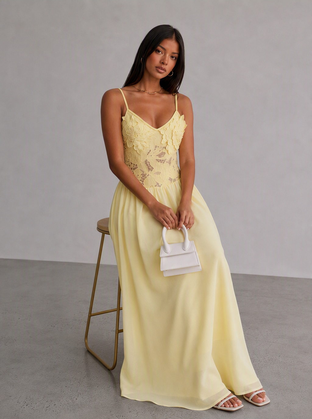 Mirela Maxi-Kleid mit Spitzenoberteil