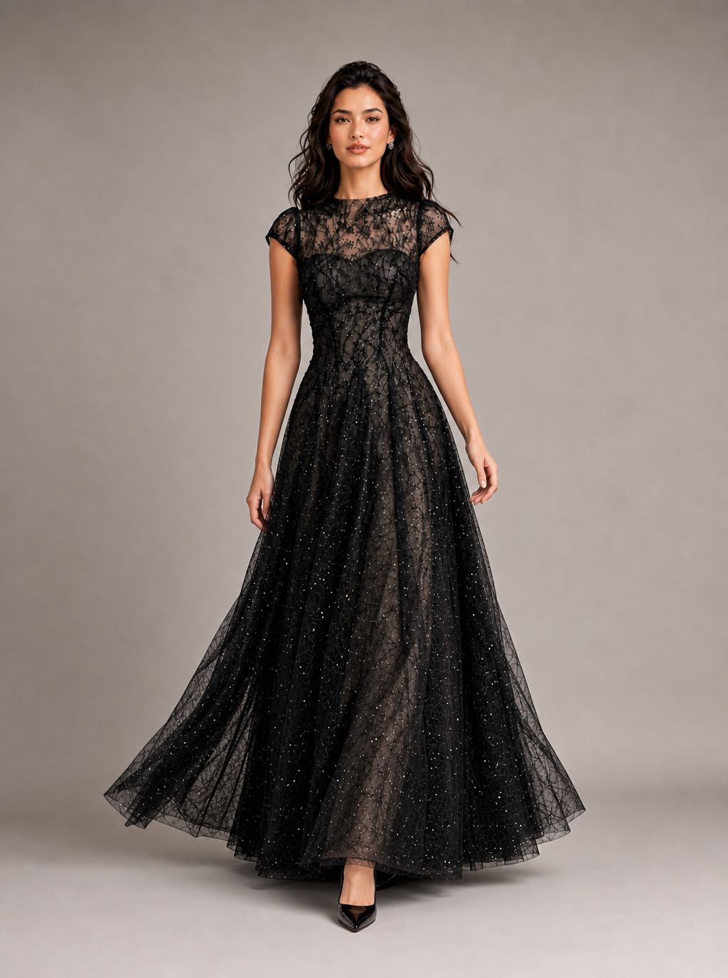 Zephrina Briseis sequin lace midi dress