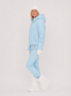 Zephrina Ingunn pastel quilted ski set with hooded jacket and flared pants in blue
