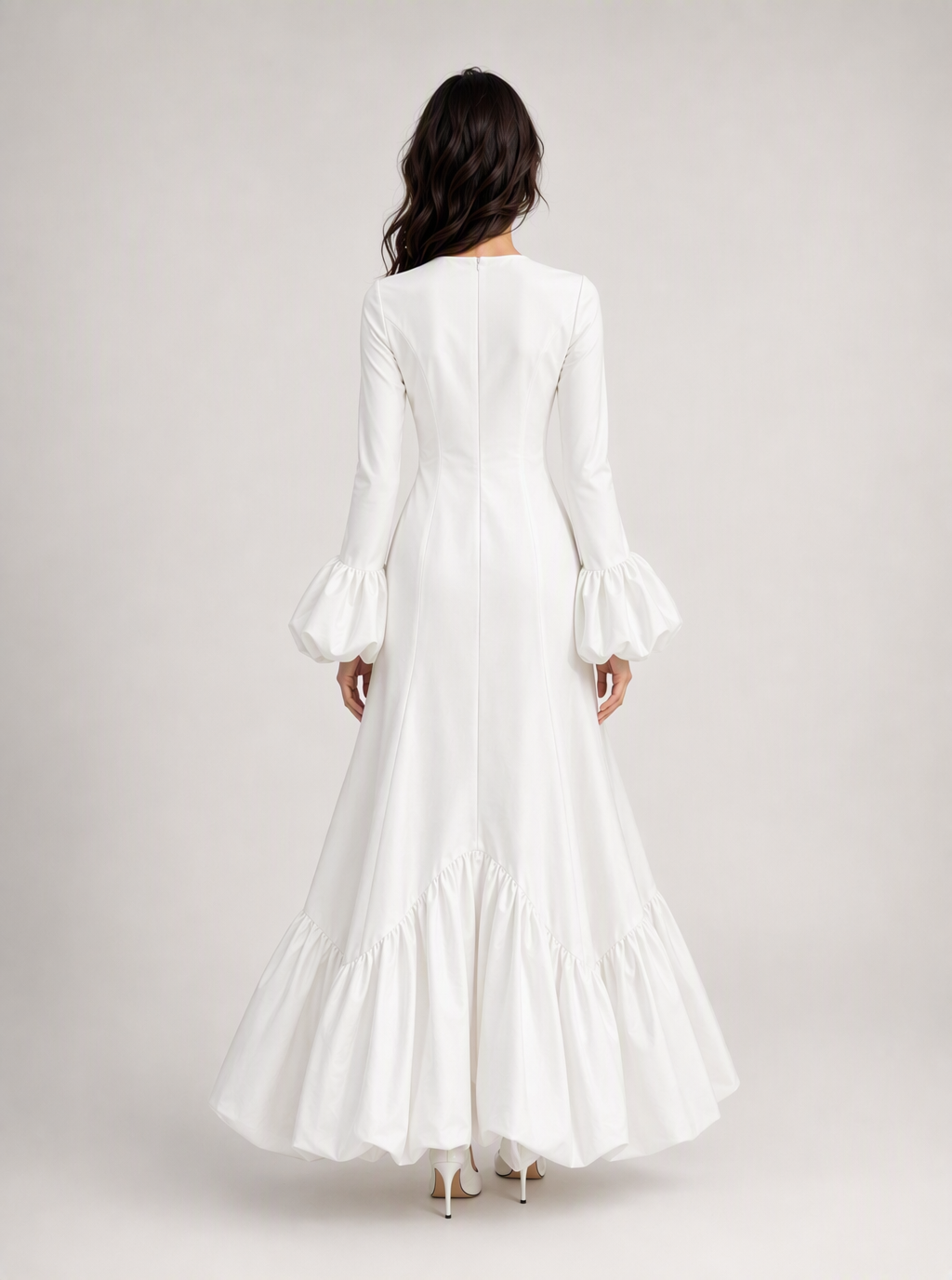 Zephrina Eulalie ruffle-hem maxi dress in white