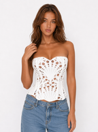 Zephrina strapless cutout lace underwear in white
