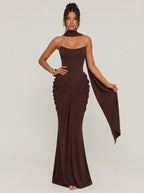 Ismerette Satin Chiffon Maxi Dress