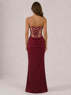 Zephrina Marcienne lace corset maxi dress in red