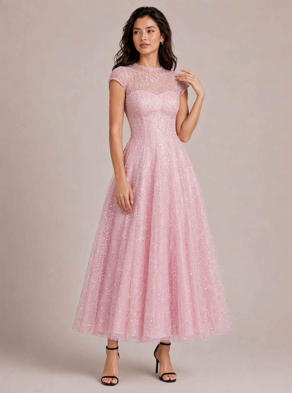 Zephrina Briseis sequin lace midi dress