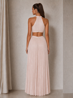 Zephrina Celandine cutout pleated maxi dress in pink
