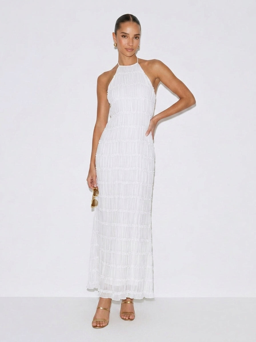 Iris Halter Tiered Midi Dress