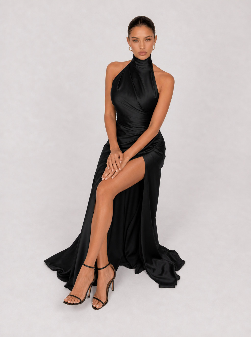 Zephrina Valenne one-shoulder satin maxi dress