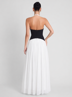 Monochrome Corset Waist Maxi Gown