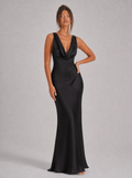 Zephrina Arlette cowl satin-look maxi dress in blue
