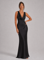 Zephrina Arlette cowl satin-look maxi dress in blue