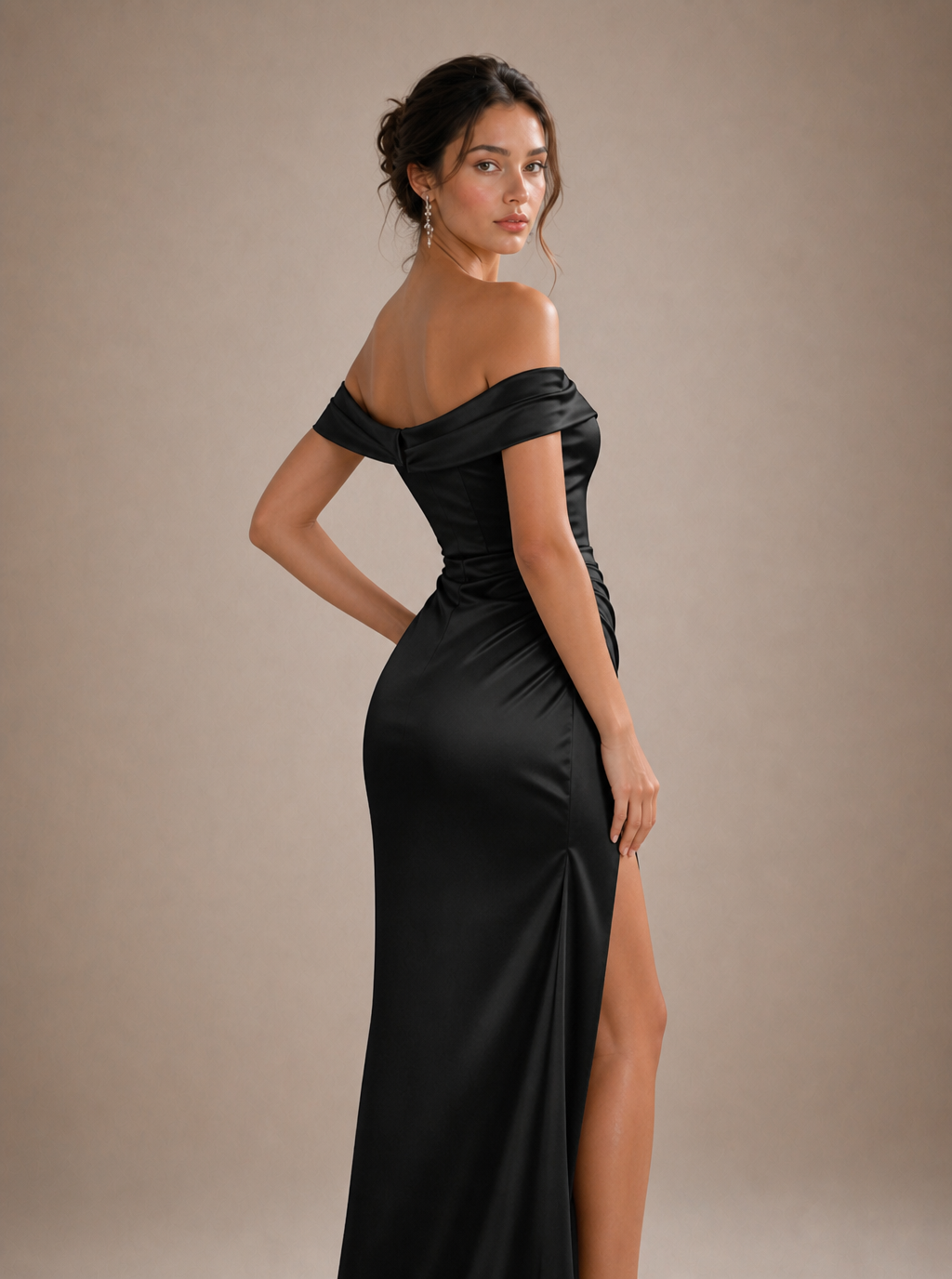 Zephrina Luvienne off-shoulder satin maxi dress