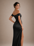 Zephrina Luvienne off-shoulder satin maxi dress