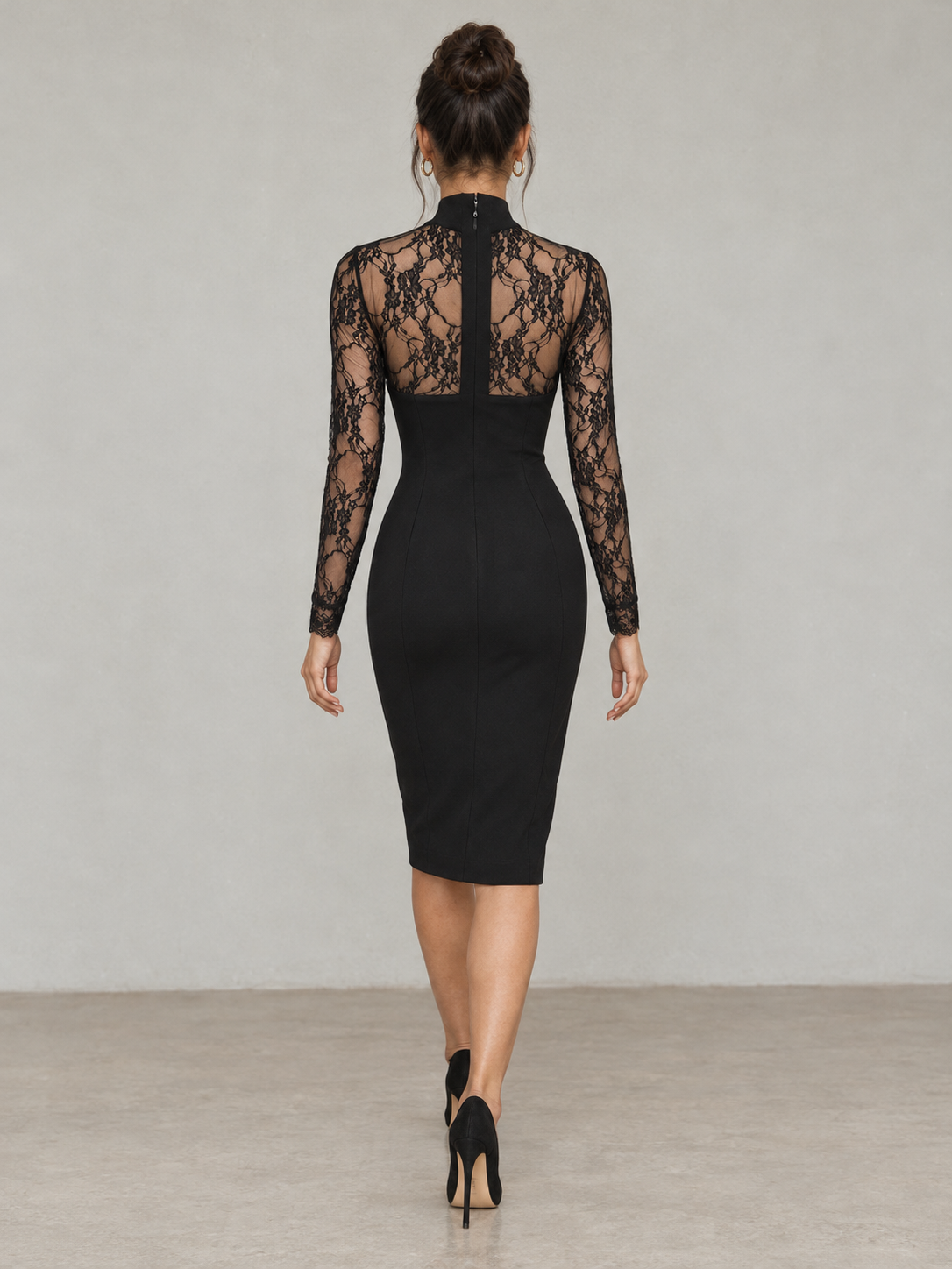 Zephrina Soline lace-yoke cutout midi dress