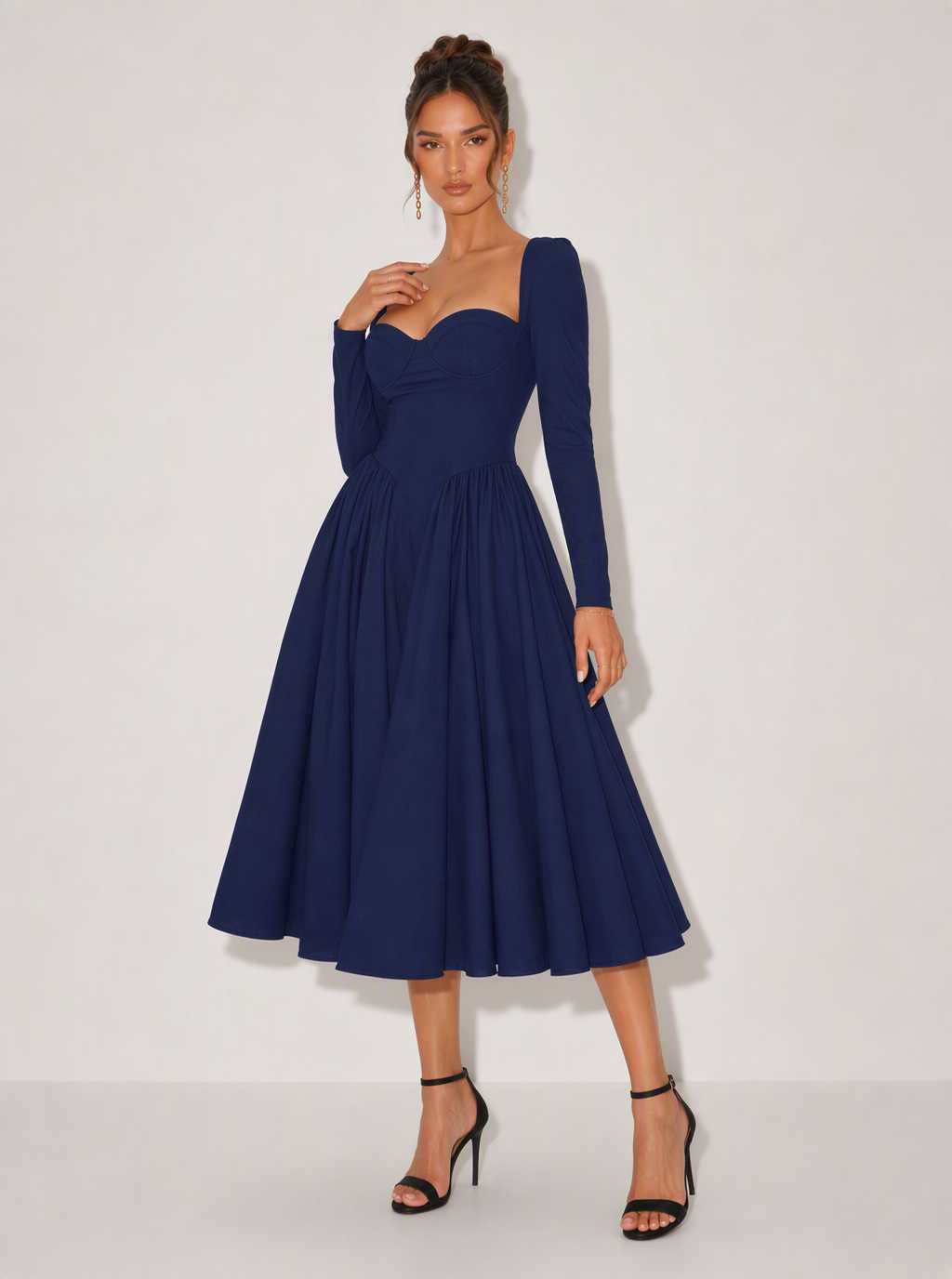 Zephrina Celestine sweetheart knit midi dress in red