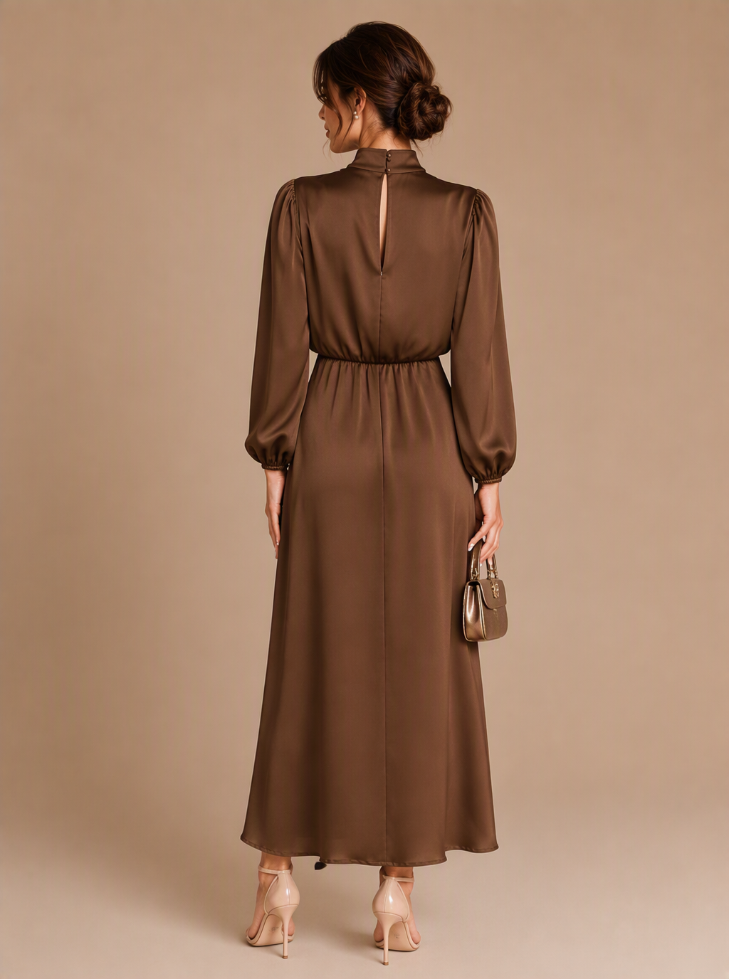 Zephrina Sable draped satin midi dress